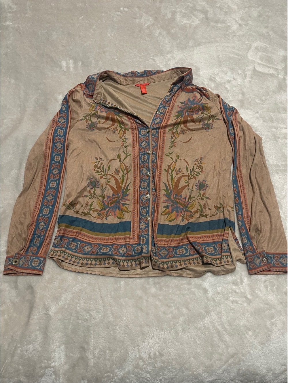 Chelsea & Violet Women's Long Sleeve Floral Button-Up Blouse Large